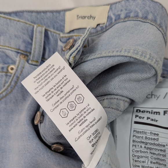 Triarchy Denim Shorts High Rise Cut Off Raw Hem Button Fly 5-Pocket Blue 26 NWT - Picture 11 of 13